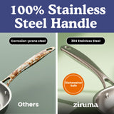 Ziruma Non-Toxic Frying Pan, Non Stick 9.5" Fully Clad for Fast & Even Heat, PFOA-Free, Premium 304 Stainless Steel Handle, Induction Compatible, Oven Safe to 500°F