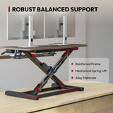 SANODESK 36" Standing Desk Converter, Height Adjustable Sit-Stand Computer Riser, Dual Monitor Workstation with Keyboard Tray, Ergonomic Tabletop, Rustic Brown