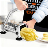 2Pcs French Fry Cutter, ZSCOOKLY Heavy Duty Potato Cutter Stainless Steel with 1/2-Inch and 1/4-Inch Blade Great for Potatoes Carrots Cucumbers.