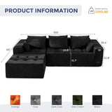 MAXYOYO Modular Sectional Sofa Couch, L Shaped Boneless Cloud Couch with Flexible Ottoman, Chenille Upholstered Living Room Comfy Sofa Chair for Living Room, No Assembly Required, Black