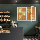 Lockable 2-Door Weatherproof Enclosed Bulletin Board Aluminum 44x32in