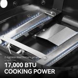 2-Burner Tabletop Propane Gas Grill with Foldable Side Tables, Portable Grill with 17,000 BTUs & 370 Sq. In. Royal Gourmet