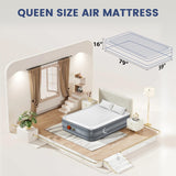 LunaDream Eclipse Series Queen Air Mattress with USB Rechargeable Built-in Pump, Wireless Inflatable Airbed, Durable Leakproof Design, Portable for Home & Camping