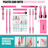 Ayombo Pilates Bar Kit with Resistance Bands, Adjustable Pilates Equipment for Legs, Hip, Waist, Arm, Squats Exercise Equipment for Home Gym Workouts