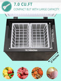 F.W.WOOLWORTHS 7.0 Cu.Ft Chest Freezer 7 Gears Temperature Control, Deep Freezer with Removable Basket, Compact Freezer for Kitchen, Home, Office, Garage, Basement-Black