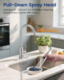 DAYONE Touchless Kitchen Sink Faucet with Soap Dispenser and Pull Down Sprayer, Stainless Steel High Arc Motion Sensor Touch Faucet for Kitchen Sink Smart Hands-Free Single Handle, Brushed Nickel