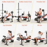 Foldable 1500LBS 8 IN 1 Weight Bench Set with Rack, Leg Extension