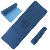 Yoga Mat with Alignment Marks - Lightweight Exercise Mat with Carry Strap for Home Workout or Travel by Wakeman Outdoors (Blue) Wakeman
