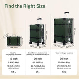 universal trotter Vintage PU Leather Luggage Set, Retro Trunk Suitcase with Wide Aluminum Frame, TSA Key Locks and Smooth 360° Spinner Wheels (Heritage Olive,20"+12")