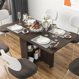 DINAZA Folding Dining Table Drop Leaf Table for Small Spaces with 2 Tier Storage Racks Multifunction Space Saving Table Extension Dinner Table for Kitchen Bedroom DINAZA