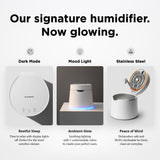 Carepod One Plus Stainless Steel Humidifier for Large Room with Mood Light, Quiet & Safe for Baby, Only 3 Washable Parts, Easy to Clean Ultrasonic Cool Mist Humidifiers for Bedroom for 30Hrs (1Gal/4L)