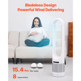 Happybuy 40" Bladeless Tower Fan – 15.4ft/s High-Velocity Cooling with 80° Oscillation, 8-Speed Settings, 8H Timer & H13 HEPA Air Purification, Remote Control for Home & Office