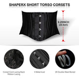 SHAPERX Women's 26 Steel Boned Corset Short Torso Heavy Duty Waist Trainer Corset for Weight Loss, SZ1934-Black-3XL