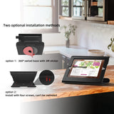 Pinikox Retail Kiosk Tablet Stand Compatible with 10.2 inch iPad 9th 8th 7th Gen, Business Desktop POS Tablet Stand, Anti-Theft Lock, 360° Swivel Base, Metal, Black