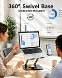 2-in-1 Laptop Stand with Phone Holder, 360° Swivel Laptop Riser for Desk