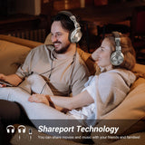 Bluetooth Over Ear Headphones, Wireless Headphones w/ 72H Playtime, Hi-Res, 3.5mm/6.35mm Wired Audio Jack-Silver OneOdio