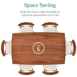7-Piece Wooden Dining Room Table Set, Mid-Century Modern, Kitchen Table w/ 6 Chairs