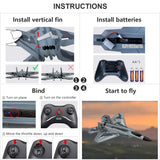 HAWK'S WORK 2 CH RC Airplane, F-22 Plane Ready to Fly, 2.4GHz Remote Control, Easy to Fly RC Glider for Kids & Beginners