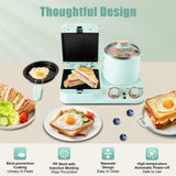 3 in 1 Breakfast Station - 1050W Non-Stick Breakfast Machine with Frying Pan, Boiling Pot, Food Steamer, Stainless Steel Electric Maker for Home or Commercial Use