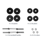 Amazon Basics Adjustable Dumbbell Hand Weight Set with Storage Case, Portable, Secure, 38 Pounds, Black