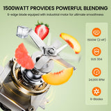 CRANDDI Professional Commercial Blender, Max 1500W, 80oz Pitcher, Powerful Blender with Tamper for Smoothie, Black