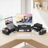 AUPSEN Dual Monitor Stand Riser with 2 Pen Holders, Desk Organizer, Black