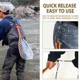 SEASPRO Fly Fishing Landing Net Trout Soft 23.62in Rubber Catch and Release Fish Net with Wooden Handle Frame Magnetic Fly Fish Net