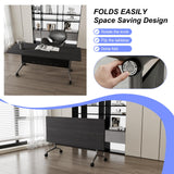 Folding Conference Table,Modular Training Table,4 Black Wood Grain 47.2in