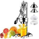 Citrus Juicer Manual Juicer Press - Professional Heavy Duty Cold Press Fruit Extractor for Pomegranate, Citrus, Lemon, Orange - Easy to Clean Stainless Steel Construction