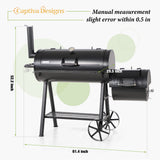 Captiva Designs Heavy Duty Outdoor Smoker,Extra Large Cooking Area(941 sq.in. in Total) Offset Smoker, Best Charcoal Smoker