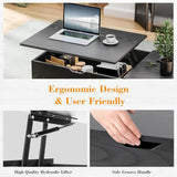 Lift Top Coffee Table with Hidden Storage and Open Shelf, Modern Wood Coffee Table for Living Room, Rising Tabletop Center Table for Small Spaces, Black Multifunctional Cocktail Table