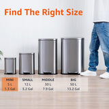 Amazon Basics Smudge Resistant Rectangular Trash Can with Soft-Close Lid, Foot Pedal