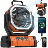 VOSFEEL Camping Fan - 20000mAh Battery Powered Fan Rechargeable with LED Lantern - Portable Outdoor Tent Fan with Hanging Hook 4 Speeds Wind Remote Control VOSFEEL