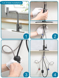 Kitchen Faucets with Pull Down Sprayer,Waterfall Kitchen Sink Faucet,Commercial Utility Stainless Steel Kitchen Faucets,Single Handle Kitchen Sink Faucet with Pull Down Sprayer for 3 Function,Grey