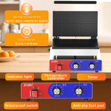 HTTSICHI Square Waffle Maker - Commercial Waffle Iron w/Non-stick Baking Pans, 550 ℉ Temperature and Timers, 1550W Hotel Waffle Machine