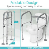 Vive Toilet Safety Rail - Medical Chair for Handicapped & Seniors - Folding Bathroom Frame w/Handles, Arms for Elderly, Disabled - Standalone Grab Bar - Seat Assistance Support Stand Up Assist
