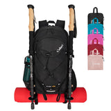 Goloni 45L Hiking Backpack Lightweight Foldable, Waterproof Camping Backpack with Rain Cover & Hiking Pole Mat Carrying System, Ergonomic Water Resistant Daypack for Trekking Travel Men Women,Black