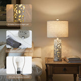 OYEARS Bedside Table Lamps Set of 2 with USB & Night Light, 22'' Farmhouse Bedroom Lamps for Nightstand, Vintage Table Lamps for Bedroom Living Room Home Offce (Bulb Included)