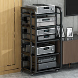 Slish 5-Tier Black AV Cabinet - Ma Rack for TV, Record Player & Accessories - Perfect Home Entertainment Sto Solut