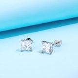 FANCIME 14k Solid White Gold Round 4 Prong 2cttw Moissanite Earrings 5.5mm D-E Color VVS Clarity Tiny Small Mini Sleeper Stud Earrings Fine Jewelry for Women