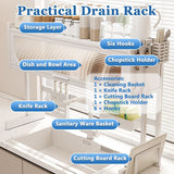 QIUHTR Over The Sink Drying Rack Kitchen with Cutlery Holder,Stainless Steel Space-Saving Dish Rack,Multi-Functional Dish Racks Kitchen,for Dishes,Plates