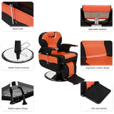 Winado Heavy Duty Reclining Barber Chair, 360° Swivel & Height Adjustable & Supports up to 440lbs, for Barber Shop & Beauty Salon, Black-Orange
