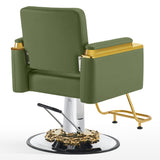 BarberPub Luxurious Salon Chair, Height Adjustable Gold&Green Salon Beauty Spa Styling Equipment, 440lbs Hydraulic Pump for Hair Stylist, Barber Shops&Beauty Salons 8633 (Green)
