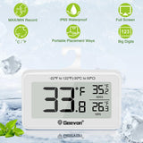 Geevon 2 Pack Refrigerator Thermometer Digital Fridge Thermometer IP65 Waterproof with Large LCD Display,Max/Min Record Function