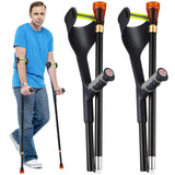 Geiserailie 2 Pcs Forearm Crutches for Adults, Folding Forearm Crutches Lightweight and Adjustable with Rubber Grips for Comfortable Grip, Aluminum Cane with Cuffs for Walking, Black