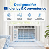 Senville 5,000 BTU Window Air Conditioner, Cools Up to 150 Sq. Ft., Easy to Use Mechanical Control, Washable Filter