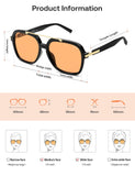 SOJOS Big Trendy Polarized Aviator Sunglasses for Women Men, 80s 90s Retro Square Aviators Sun Glasses SJ2672, Black/Light Yellow Tint