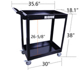 HIGOOD Heavy Duty Service Utility Cart,2 Shelf Steel, 800-Pound Capacity, 35.6 x 18.1x38-Inch Black