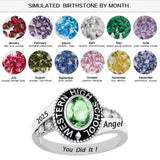 Oseew Custom High School 2027 College Birthstone Rings（Yellow Gold）