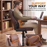PU Office Chair Flip-up Arms Silent Wheels Desk Chair Home Apartment Brown
